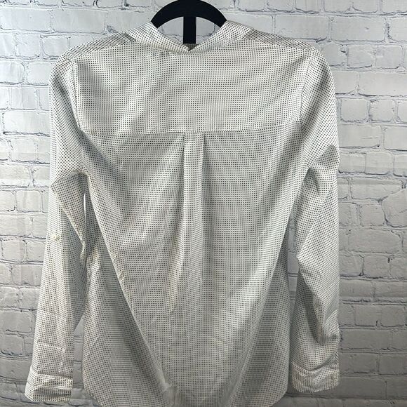 Title: 🤍 Express White Polka Dot Button-Down Shirt XS - Picture 5 of 6